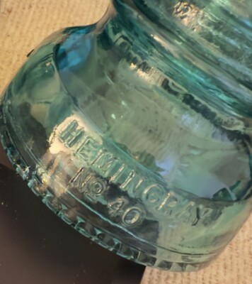 Set of 8, Blue/Green (Aqua) Hemingray 5-42 , 1-40, 1-19, 1-9 Glass Ins ...
