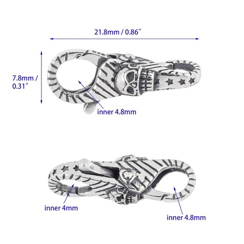 Sterlingsilber Schädel Doppelkopf Öffnung Infinity Hummer Verschluss #99246 - Bild 3 von 3