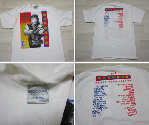 Camiseta vintage de la gira mundial de conciertos Paul Mccartney 1989 de los 80 Europa/Estados Unidos para hombre (L)