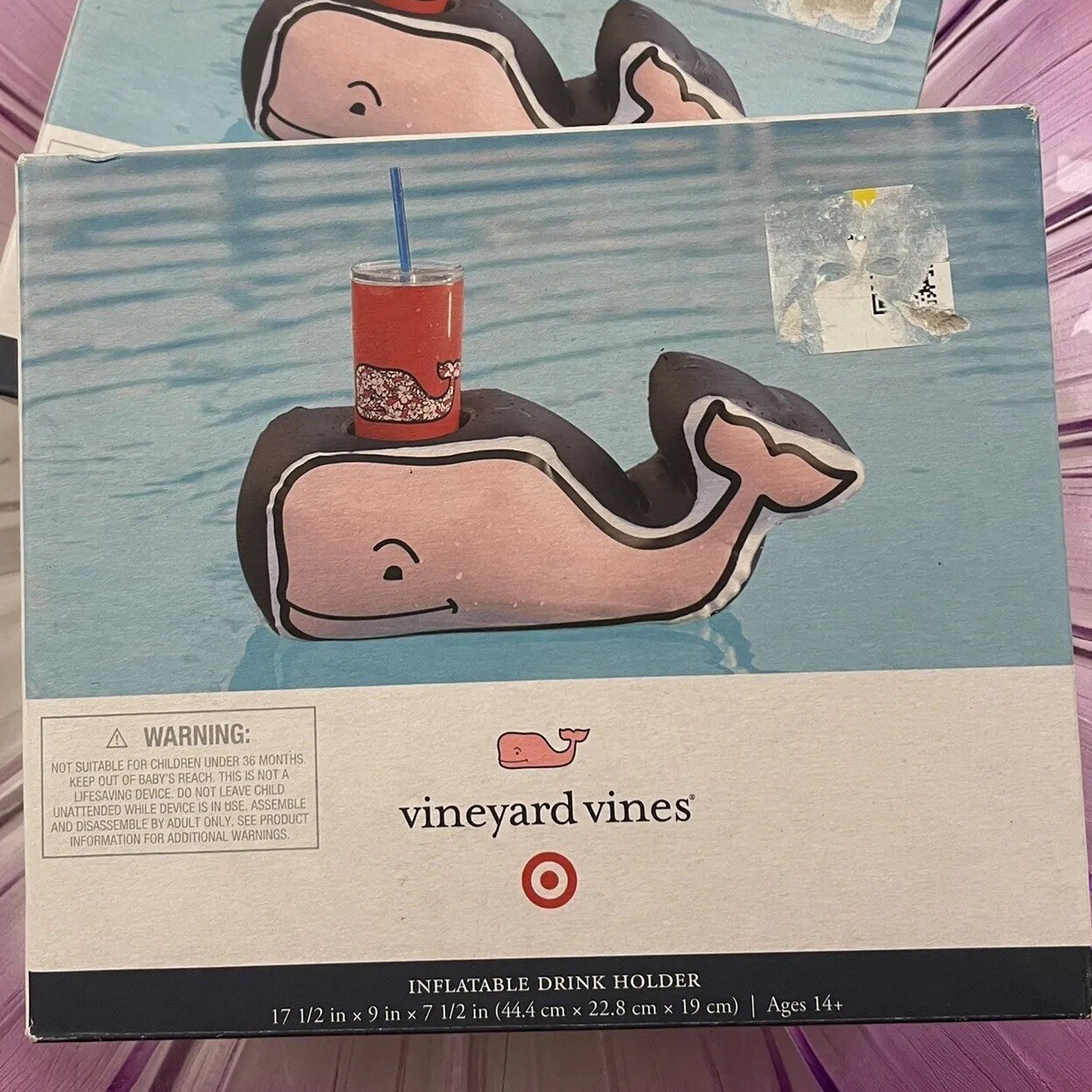 Vineyard Vines Inflatable Drink Float Holder Swimming Pool Pink Whale ...
