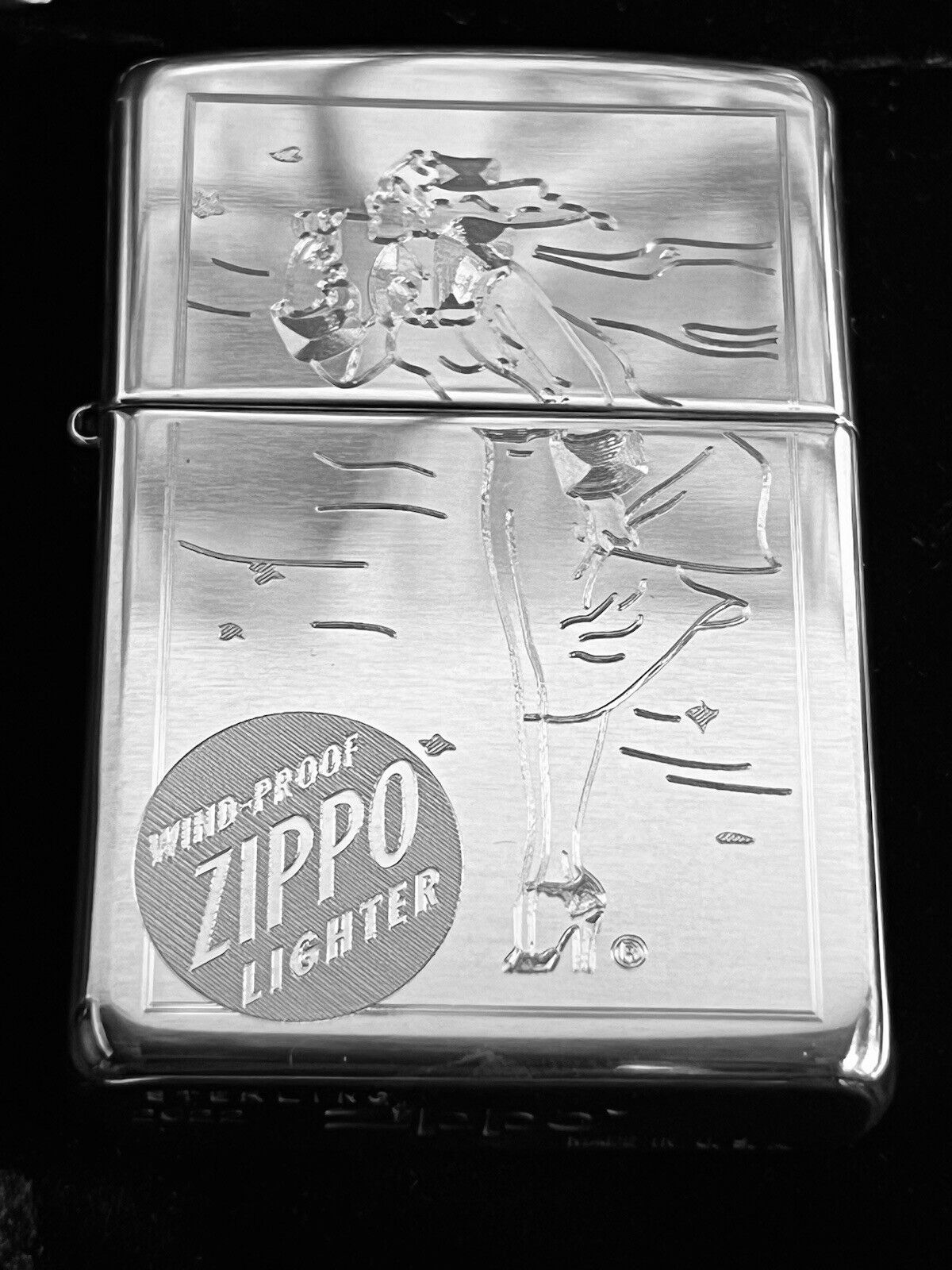 Zippo Lighter Sterling silver Vintage Windy Lady Zippo Lighter