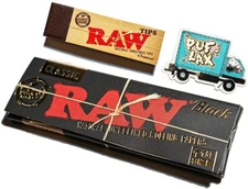 RAW Classic Black 1 1/4 Size Natural Unrefined Ultra Thin 79mm Rolling Papers