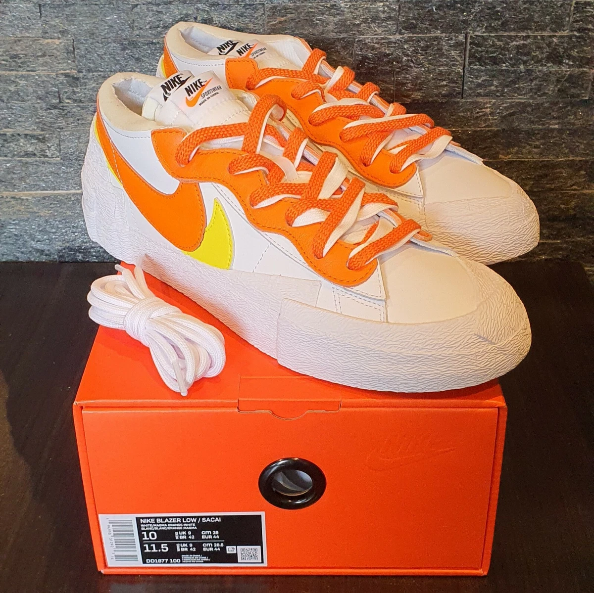 Nike x Sacai Blazer Low Magma Orange UK 9 US 10 EUR 44