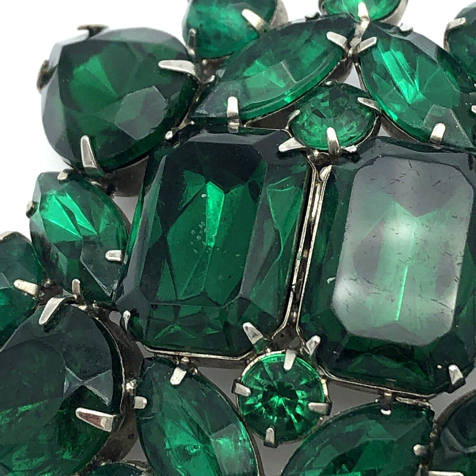 Green Rhinestone Statement Brooch Large Vintage - image 4