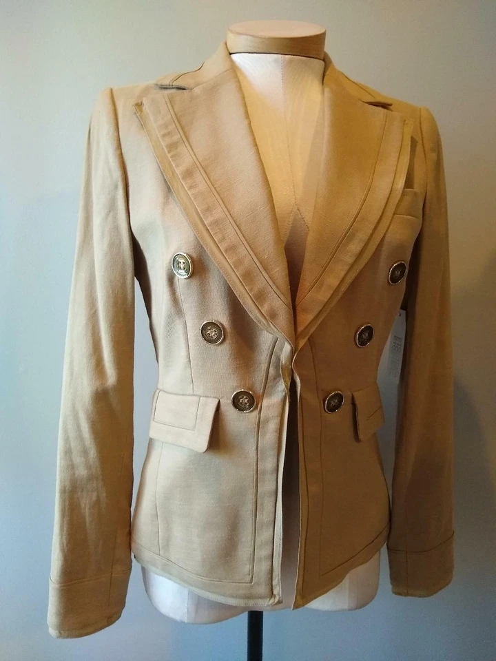 全新带标签 $295 复古 ETCETERA 尺寸 2 RATTAN EXECUTIVE 棉亚麻西装外套 — 第 2/4 张图片