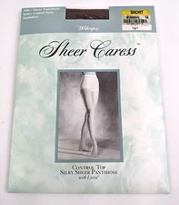  JC Penney Worthington Sheer Caress Control Top Silky Pantyhose Mahagony Short