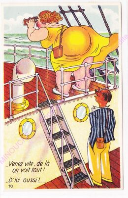 CPM HUMOR Come quickly from there we see everything from here also boat big woman ca1963