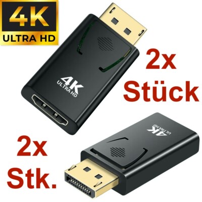 2x DisplayPort DP HDMI Adapter 4K DP auf HDMI Konverter Wandler Video mit Audio