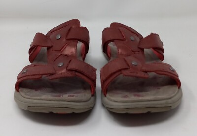 Merrell Select Grip Cranberry Red Leather Adjustable Hook Loop Sandals Size 10