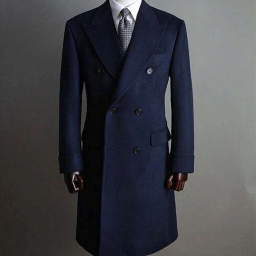 Navy blue cheap double breasted coat