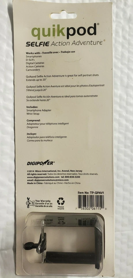 Digipower Quickpod Selfie Stick Action Adventure 20" Super Light 4.5 oz NEW - Image 2 of 3