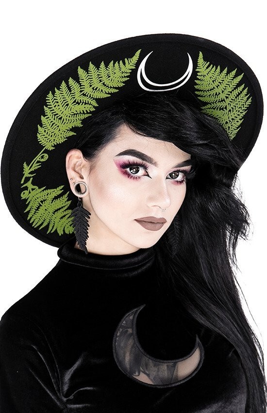 Restyle Witchy Gothic Hat - Forest Witch Fern - Wide Brim  display picture 3