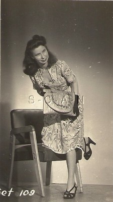 Original Vintage 40s-50s Semi Nude RP- Brunette Hold Purse- Skirt