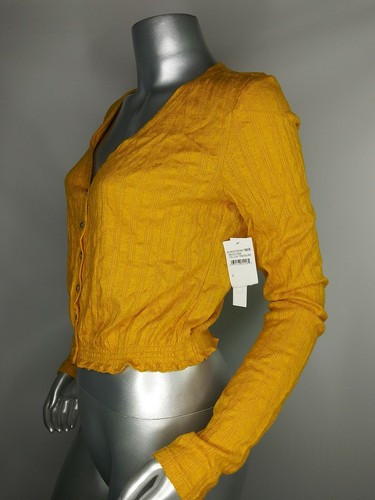 Abound Blouson Size Small Shirt Yellow Treasure Button Front Long Sleeve New - Picture 5 of 8