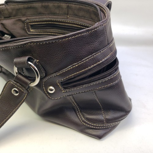 Womens Brown Faux Leather Purse Zip pocket on sides - Picture 8 of 14