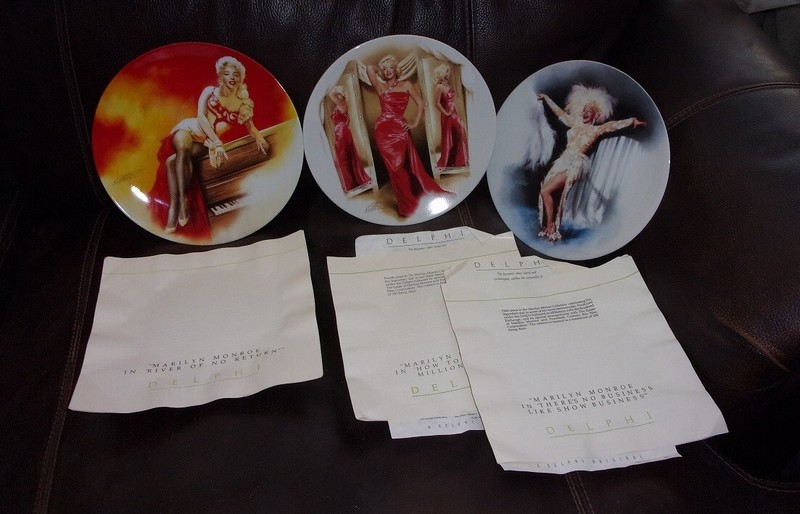 3 Marilyn Monroe Plates RIVER OF NO RETURN Marry A Millionaire NO BIZ LIKE SHOW