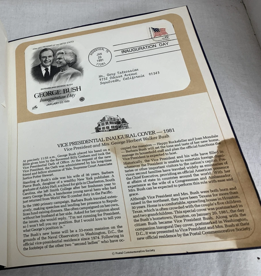 Vice Presidential Inaugural Covers Honoring George Bush 1981 Paperback - Image 4 of 4