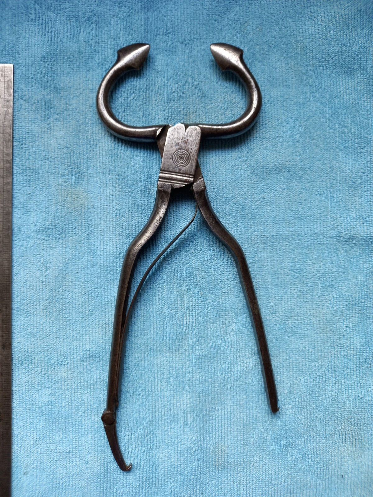 Antique Horse Hoof Trimmer & Tester Spring loaded handle & stowage