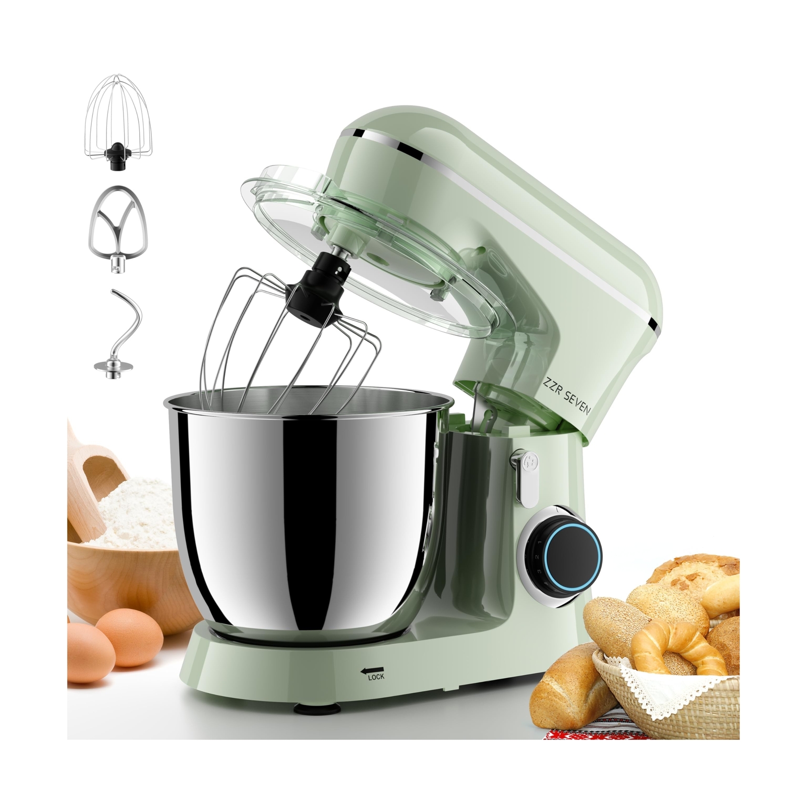 450W 5.5QT Stainless Steel Stand Mixer for Dough, Cake & Baking-image
