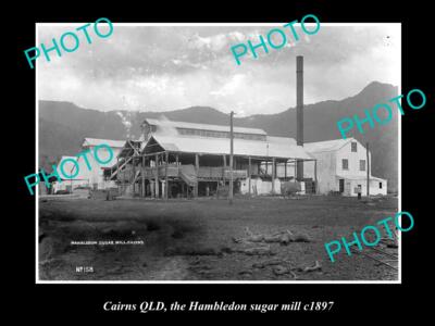 OLD 8x6 HISTORIC PHOTO OF CAIRNS QLD VIEW OF THE HAMBLEDON SUGAR MILL 1897