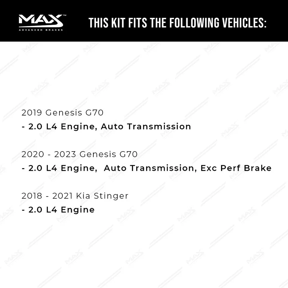 Front & Rear Brake Rotors + Ceramic Pads for 2018-2023 Genesis G70 Kia Stinger - Image 2 of 4