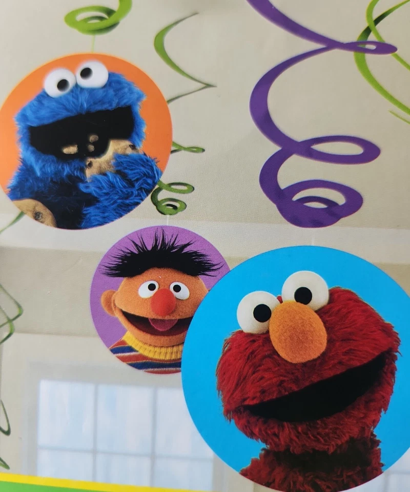 Decoraciones Remolino Calle Sésamo SELLADAS NUEVAS Fiesta de Cumpleaños 12 Decoraciones Elmo Foto 4 de 4
