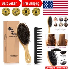 Luxury Boar Bristle Hair Brush  Comb Set for Healthy, Shiny Hair - Travel Ready