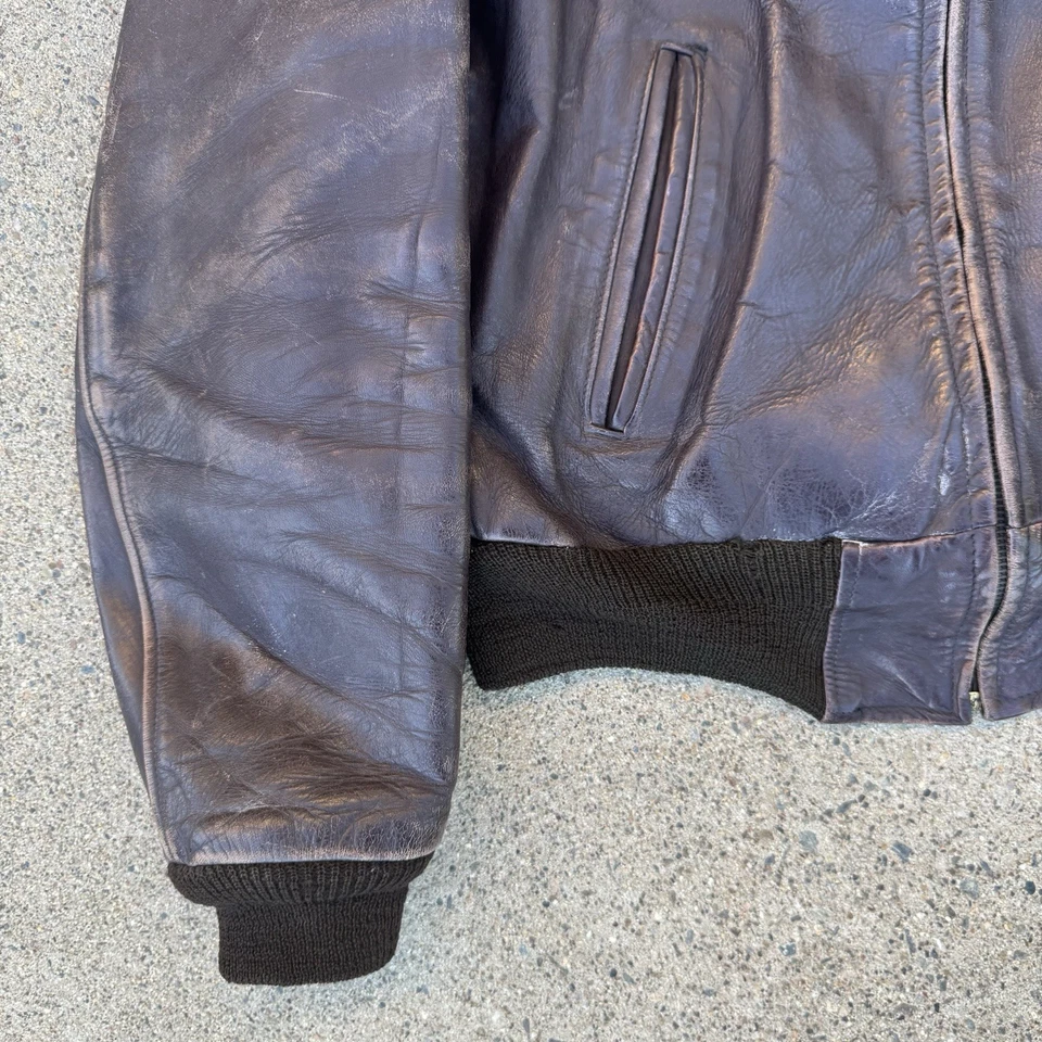 Chaqueta Bomber Vintage Años 40 50 United Sportswear Cuero de Caballo Cuero Mediana Foto 3 de 4