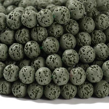 Green Lava Gemstone Round 4MM 6MM 8MM 10MM Loose Beads (D639)