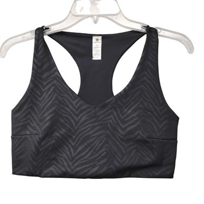 90 Degrees Sport Bra Size Large Embossed Black Animal Print Pullover 