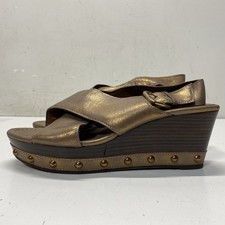 Donald Pliner Bronze Solid Wedge Sandal Women Size 8.5
