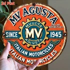 MV Agusta Motorcycle Logo Vintage Tin Metal Signs 8X8 Inch Retro Round Wall A