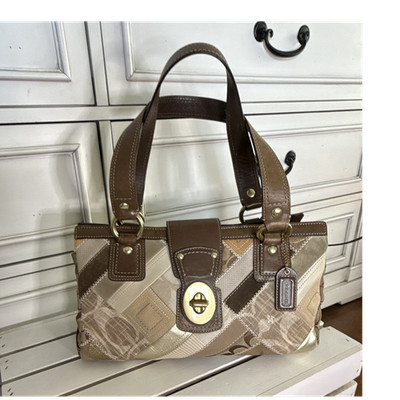 Coach Vintage Y2K Patchwork Satchel Suede Leather Turn Lock Hobo