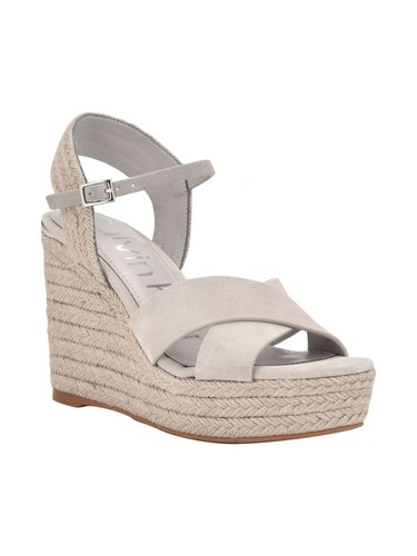 CALVIN KLEIN Womens Gray 1" Platform Elory Almond Wedge Shoes 10 M