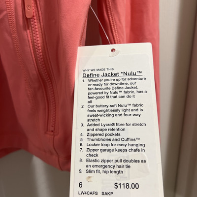 NWT Lululemon Define Jacket *Nulu Sakura Pink Size : 6 | eBay