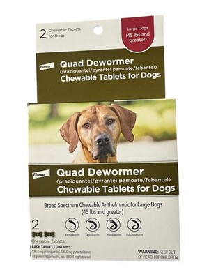 Elanco Quad Dewormer Chewable Tablet For Large Dogs 2 Chewable Tablets 3429