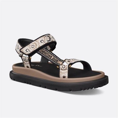 DIOR D'WAVE D-WAVE WAVE Bandana Embroidered Cotton Dad Flat Sandals Shoes $1350