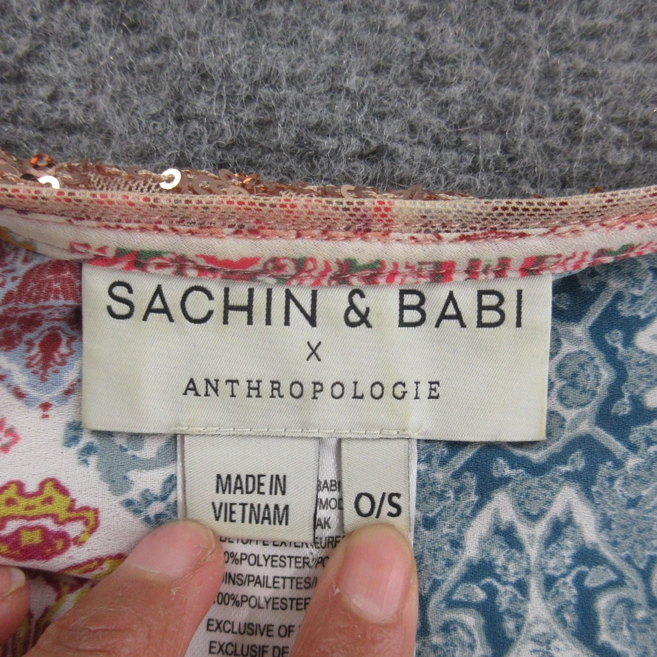 Sachin & Babi Anthropologie Kimono Womens One Size Multi Tile Sequin Cape - Image 4 of 4