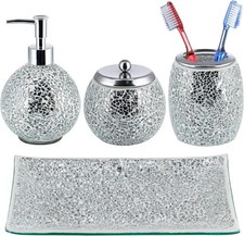 Mosaic Glass Bathroom Accessories Set Modern Luxury Bath Ensemble Includes Soap