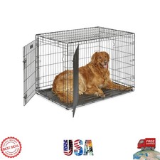 Durable iCrate Folding Dog Crate with Divider, Leak-Proof Tray  Secure Latches