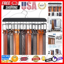 Belt Hanger for Closet Max 42 Belts, Sturdy Wood Belt Rack Closet Accessories...