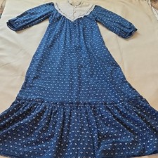 Vintage Muumuu CottageCore Prairie Puff Sleeve House Ruffle Dress