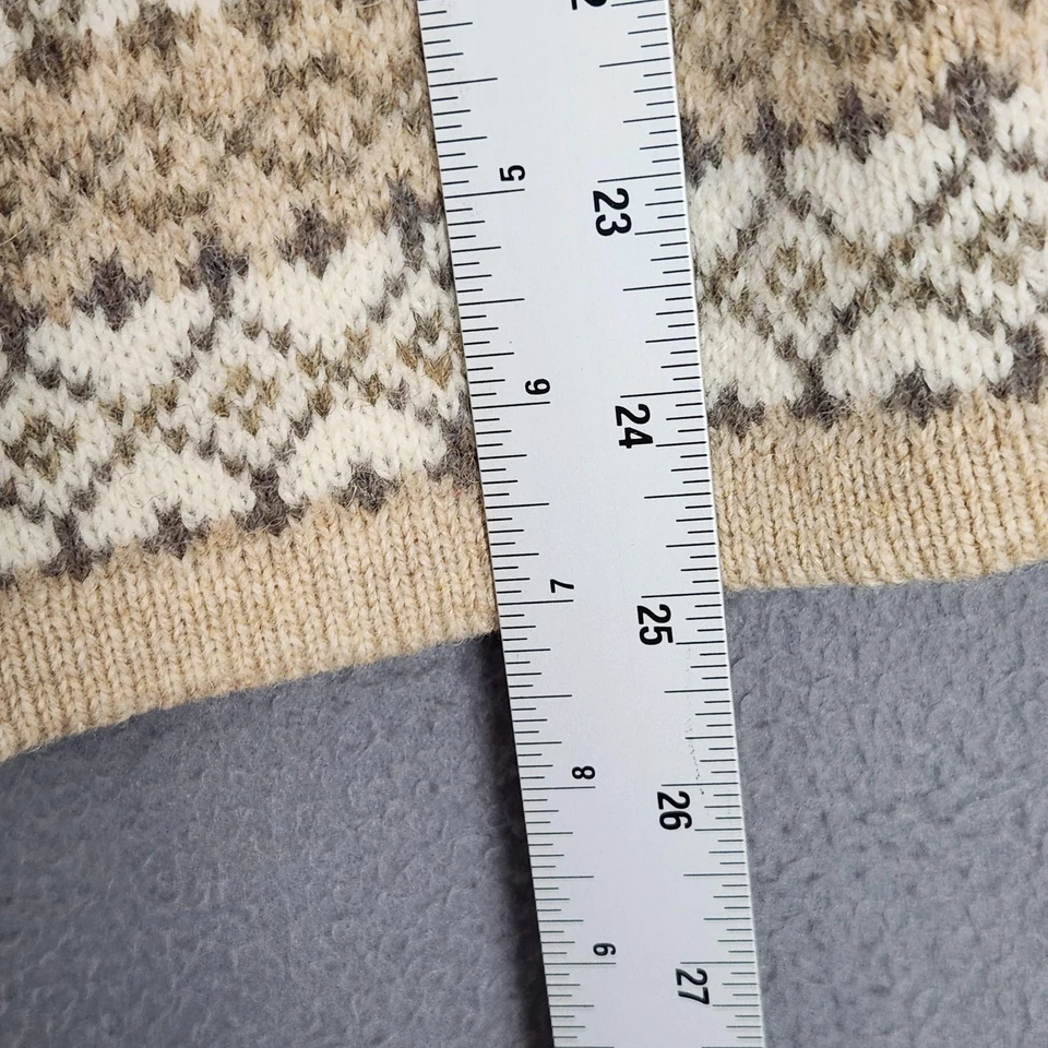Cárdigan suéter Susan Bristol para mujer grande de lana beige Fair Isle cierre de gancho Foto 4 de 4