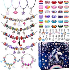 Bracelet Making Kit 125pcs Unicorn Mermaid Jewelry Craft Set Girls Age 5-12