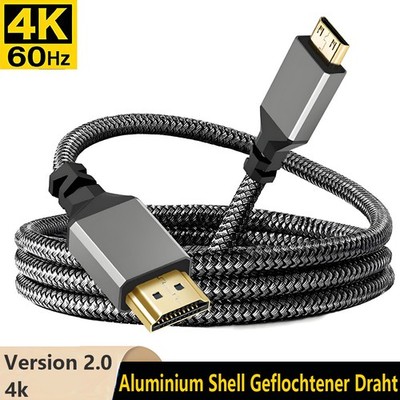 Grau Mini Hdmi to Hdmi 2.0 Cable 4K UHD 2160p Lead HD 0.3/ 1/ 1.5/ 2/ 3/ 5 Metre