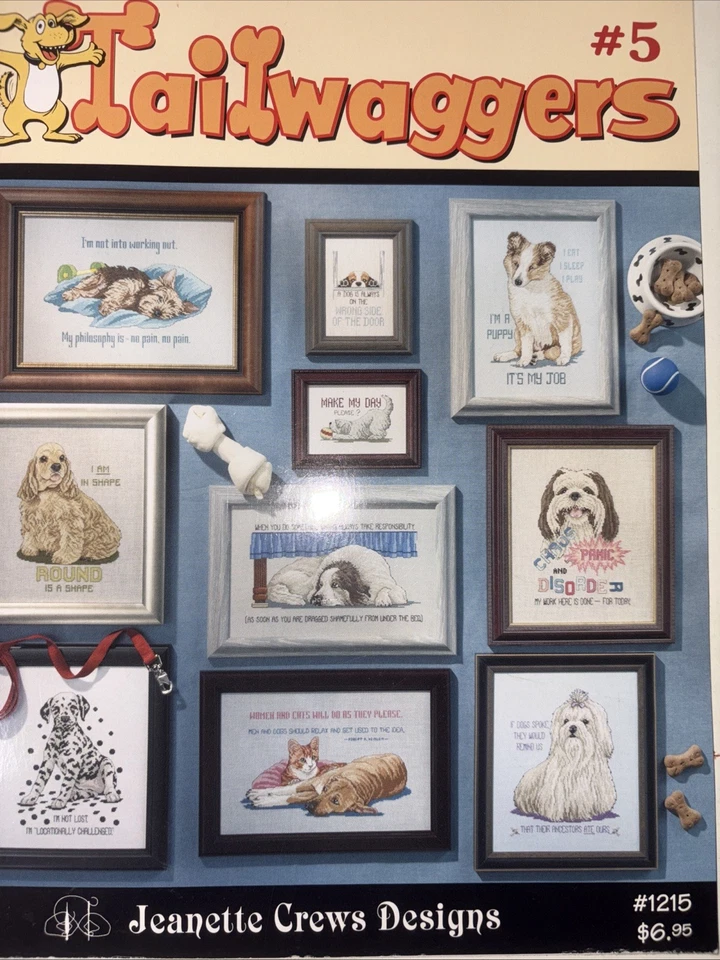 Jeanette Crews TAILWAGGERS #5 Cross Stitch Patterns Dogs Beagle Collie Puppy - Image 2 of 4