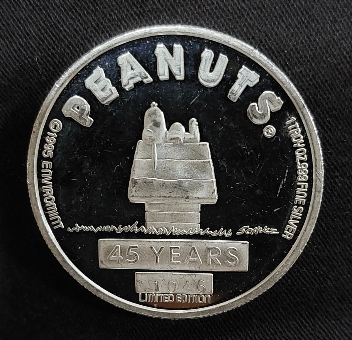 スヌーピー　メダル　PEANUTS ４５周年記念 Snoopy Silver Coin Indiana OTHER Collectible Peanuts Items for
