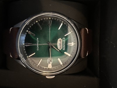 Citizen Men's C7 Series Automatic Green Dial Brown Leather Strap