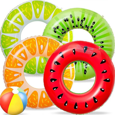 Fruit Pool Float Inflatable Swim Ring Watermelon Kiwi Beach Tube 