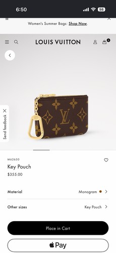 Louis Vuitton Monogram Key/Card Pouch Brown Leather
